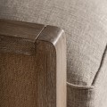 Luxusní koloniální čalouněné čtvercové křeslo Boran s béžovým prošívaným lněným potahem s nýty z masivního hnědého dřeva 87 cm
