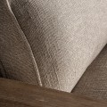 Luxusní koloniální čalouněné čtvercové křeslo Boran s béžovým prošívaným lněným potahem s nýty z masivního hnědého dřeva 87 cm