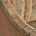 Luxusní etno čalouněné hnědé křeslo Morsi s texturovaným páskovým jutovým potahem v zelené hnědé a oranžové barvě 93 cm