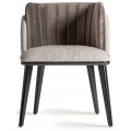 Luxusní moderní art deco čalouněné sametové křeslo Morisa v oblém tvaru šedé a hnědé barvě 79 cm