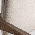 Luxusní moderní masivní hnědá čalouněná jídelní židle Salena se lněným béžovým texturovaným potahem 80 cm