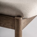 Luxusní moderní masivní hnědá čalouněná jídelní židle Salena se lněným béžovým texturovaným potahem 80 cm