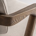 Luxusní moderní masivní hnědá čalouněná jídelní židle Salena se lněným béžovým texturovaným potahem 80 cm