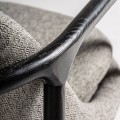 Luxusní moderní čalouněné šedé křeslo Hubert s texturovaným potahem a masivní černou konstrukcí 84 cm