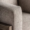 Luxusní art deco čalouněné křeslo Aster s béžovým potahem a hnědou masivní konstrukcí s vídeňským výpletem 84 cm