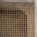 Luxusní art deco čalouněné křeslo Aster s béžovým potahem a hnědou masivní konstrukcí s vídeňským výpletem 84 cm