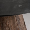 Industriální kulatý jídelní stůl Draven s černou mramorovou deskou a kuželovou podstavou z tmavě hnědého dřeva 120 cm