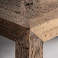Masivní industriální čtvercový příruční stolek Draven s dekorativní dřevěnou deskou v parketovém vzoru 61 cm