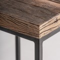 Industriální čtvercový konferenční stolek Draven s černou kovovou podstavou a vrchní deskou z masivního dřeva 70 cm