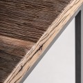 Industriální čtvercový konferenční stolek Draven s černou kovovou podstavou a vrchní deskou z masivního dřeva 70 cm