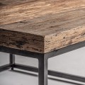 Industriální čtvercový příruční stolek Draven s černou kovovou podstavou a masivní dřevěnou deskou 55 cm