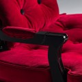 Luxusní koloniální křeslo Empire z černého masivního dřeva s červeným sametovým potahem v chippendale stylu 78 cm