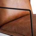 Luxusní industriální kožené křeslo Hoba s kovovou černou konstrukcí s matným povrchem 80 cm