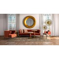 Luxusní art deco kulatý mramorový zlatý příruční stolek Lensy s bílou vrchní deskou a kovovou nohou 55 cm