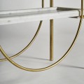 Luxusní art deco obdélníkový kovový regál Jana ve zlaté barvě se třemi mramorovými bílými policemi 181 cm
