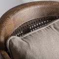 Luxusní koloniální masivní ratanové křeslo Olas s vídeňským výpletem a čalouněnými polštáři se lněným béžovým potahem 78 cm