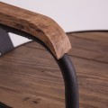 Designová industriální atypická kovová židle Zendy v černé barvě se sedadlem a opěrkami z masivního hnědého dřeva 90 cm
