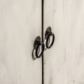 Luxusní vintage čtyřdveřový bílý masivní obdélníkový příborník Musaha s patinou a dvěma zásuvkami s černými úchyty 220 cm