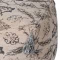 Stylová orientální čtvercová taburetka Hilda v béžové barvě s bavlněným potahem a černými ornamenty s třásněmi 50 cm