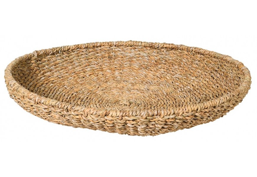 Stylová etno dekorativní kulatá hnědá mísa Judit s výpletem z mořské trávy 90 cm