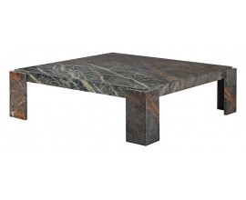 Luxusní mramorový industriální čtvercový konferenční stolek Garen v černé barvě s červenými žilkami s designem koroze 120 cm