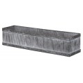 Stylový industriální kovový obdélníkový květináč Hubi s patinou v šedé barvě s vroubkovanou strukturou 90 cm