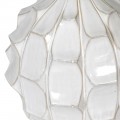 Moderní stolní lampa Grelia s bílou keramickou podstavou s designem okvětních lístků a textilním stínítkem 63 cm