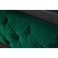 Stylová chesterfield smaragdová zelená manželská postel Kreon se sametovým potahem s nízkými černými nožičkami 220 cm
