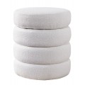Moderní bílá bouclé kulatá taburetka Yara s úložným prostorem 49 cm