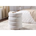 Moderní bílá bouclé kulatá taburetka Yara s úložným prostorem 49 cm