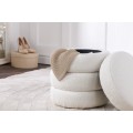 Moderní bílá bouclé kulatá taburetka Yara s úložným prostorem 49 cm