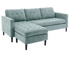 Designová univerzální rohová světle modrá sedačka Sallen s čalouněním a manšestrovým potahem s prošíváním 220 cm