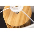 Designová kulatá stolní lampa Willow s bílým bavlněným stínítkem a válcovou masivní hnědou ozdobnou nohou 48 cm