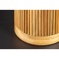 Designová kulatá stolní lampa Willow s bílým bavlněným stínítkem a válcovou masivní hnědou ozdobnou nohou 48 cm
