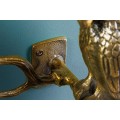 Stylová art deco nástěnná sada věšáků Renal ve zlaté barvě v podobě dvou ptáků z kovu se strukturou 43 cm