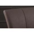 Designová kožená industriálna konzolová stolička Samson s hnedo šedým prešívaným poťahom a kovovou černou nohou 95 cm