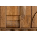 Designový hnědý art deco obdélníkový příborník Sonia z mangového dřeva se čtyřmi dvířky s geometrickým reliéfem 170 cm