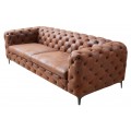 Designová moderní sestava obývacího nábytku Modern Barock s hnědým koženým potahem a chesterfield prošíváním