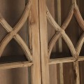 Luxusní koloniální dvoudveřová hnědá masivní vitrína Judi s krystalovou skleněnou výplní s vyřezáváním a třemi policemi 178 cm
