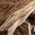 Luxusní etno masivní obdélníkový konferenční stolek Halis ze suarového dřeva v hnědé barvě s atypickou přírodní nohou 200 cm