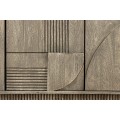 Dizajnový sivý art deco obdĺžnikový príborník Sonia z mangového dreva so štyrmi dvierkami s geometrickým reliéfom 170 cm