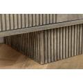 Designový art deco obdélníkový TV stolek Sonia z šedého mangového dřeva se čtyřmi dvířky s geometrickým reliéfem 200 cm