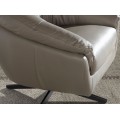 Luxusní moderní otočné křeslo Forma Moderna s šedým potahem z pravé kůže a kovovou podstavou 85 cm