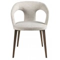 Luxusní moderní čalouněná jídelní židle Maurius v bílé off white barvě s kovovými hnědými nožičkami 77 cm