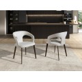 Luxusní moderní čalouněná jídelní židle Maurius v bílé off white barvě s kovovými hnědými nožičkami 77 cm