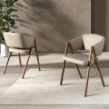 Luxusní designová jídelní židle Forma Moderna s šedým koženým potahem a hnědýma nohama ve tvaru trojúhelníku 77 cm