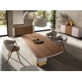 Luxusní designová jídelní židle Forma Moderna s šedým koženým potahem a hnědýma nohama ve tvaru trojúhelníku 77 cm