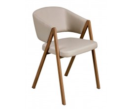 Luxusní designová jídelní židle Forma Moderna s šedým koženým potahem a hnědýma nohama ve tvaru trojúhelníku 77 cm