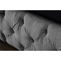 Stylová chesterfield prošívaná čalouněná manželská postel Kreon s šedým lněným potahem 220 cm