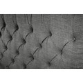 Stylová chesterfield prošívaná čalouněná manželská postel Kreon s šedým lněným potahem 220 cm